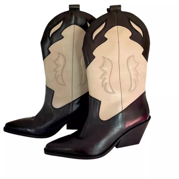 Free People Twin Flames Western Boot Black/Ivory Sz 11 - Picture 2 of 7